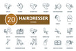Hairdresser set icon. Contains hairdresser illustrations such as coloring, treatment, hair mask and more.