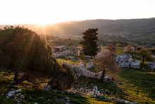 Last Rays Of Sun Over Maronas Abandoned Village, Cyprus