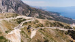 road in the mountains on the Llogara pass in Albania.