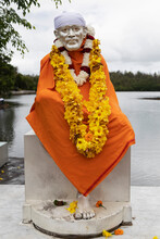 Statue Of Sai Baba Of Shirdi, The Guru And Fakir Also Known As Shirdi Sai Baba, At Ganga Talao, Mauritius, Indian Ocean