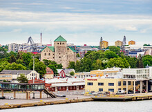 View Over The Harbour Towards The Castle, Elevated View, Turku, Finland
