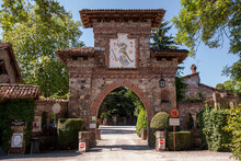 Ancient Entry Gate Arch Of The Village Of Grazzano Visconti, Emilia Romagna