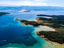 Rab, Rab Island, Croatia. Aerial Drone View.