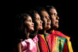 four generation Indian family in traditional dress - concept of aging process, family and togetherness.