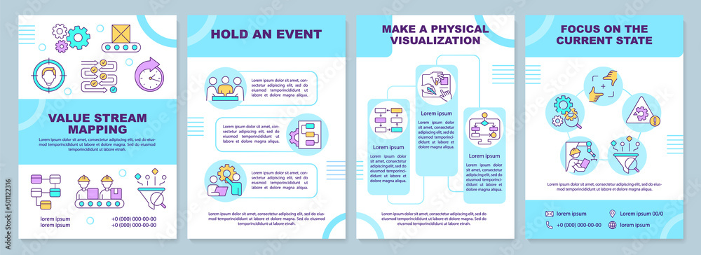 Value Stream Overview Lettering Value stream mapping brochure template. Lean manufacturing. Leaflet ...