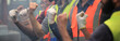 © sittinan - hand of engineer team  full skill quality for maintenance and training  in industry factory worker , warehouse Workshop for factory operators, mechanical engineering team production.
