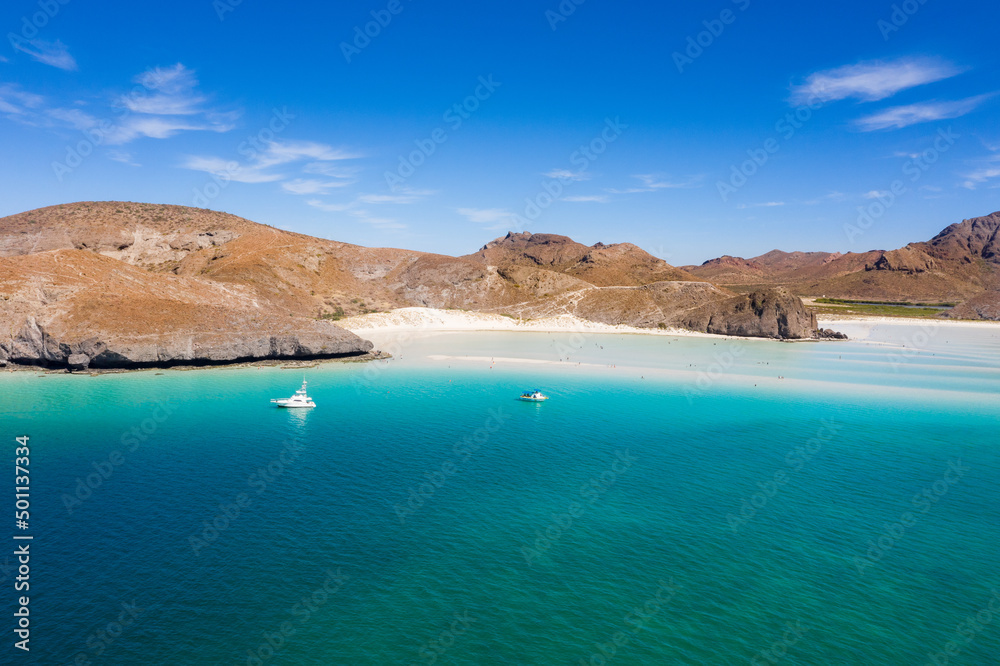 Aerial photo of Playa Balandra in Mexico La Paz. thriving nature of ...