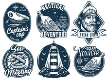 Nautical Ocean Lighthouse, Sea Marine Bollard, Captain Cap, Voyage And Marine Cruises