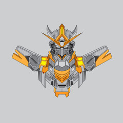 Sticker - warrior cyborg robot knight in the sacred geometry ornaments background, Perfect for T-Shirt Design, Sticker, Poster, Merchandise and E-sport logo