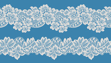 Set Of Lace Trims. Big And Small Flowers.