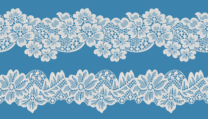 Set of lace trims. Big and small flowers.