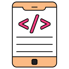 A unique design icon of mobile coding