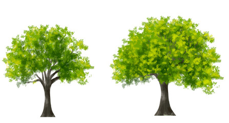 Wall Mural - green tree side view isolated on white background for landscape and architecture drawing, elements f