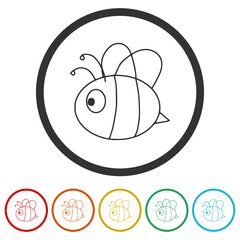 Sticker - Honey bee icon. Set icons colorful