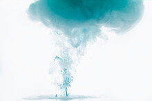 Background. Clouds Of Blue Smoke On A White Background
