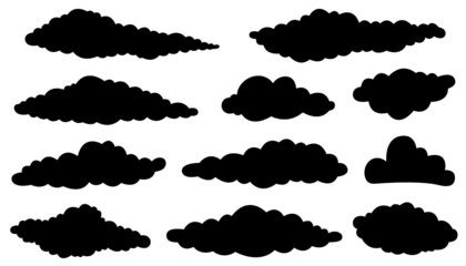 Wall Mural - Illustration of different clouds isolated on white