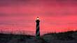Red morning skies over Cape Hatteras Light House along the Outer Banks of North Carolina
