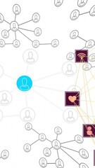 Wall Mural - animation of network of connections with people icons over white background