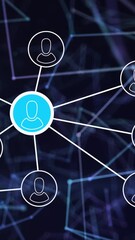 Wall Mural - animation of network of connections with people icons over glowing links
