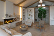 © 4595886 - cozy warm home interior of a chic country house with an open plan, wood finishes, warm colors and a family hearth