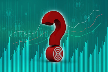 Poster - 3d rendering question mark with target