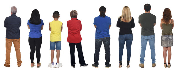 Wall Mural - group of people with arms crossed on white background