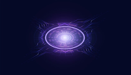 Poster - abstract technology ui futuristic concept space circle hologram innovation on hi tech purple future design background