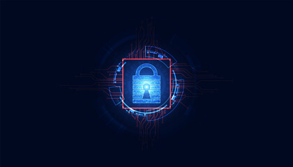 Poster - abstract technology cyber security privacy information network concept padlock protection digital ne