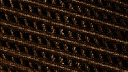 Poster - Abstract TV noise effect, grainy texture with crossed wide stripes, seamless loop. Motion. 3D narrow pipes on a black background.