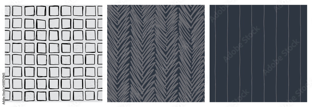 Smart masculine seamless pattern set. Monochrome, shades of grey colour ...