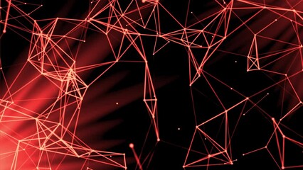 Poster - Flying silhouettes of connected triangles flying chaotically. Motion. Plexus abstract colorful background.