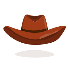 Cowboy Hat Isolated Element. Vector Drawing Illustration For Icon, Game, Packaging, Banner. Wild West, Western, Cowboy Concept