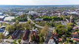 Fototapeta Morze - Stadt Lingen Ems Luftaufnahmen - Wasserturm und Verkehr