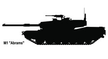 Tank Icon. M1 Abrams Tank. Black Tank Icon. Retro Battle Tank. Vector Illustration. Tank Silhouette