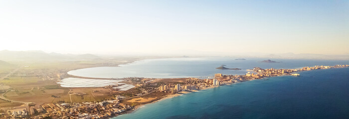 Sticker - Aerial view La Manga del Mar Menor townscape. Murcia, Spain