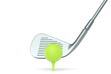 Wall Mural - Sport equipment golf club and ball isolated on white background.