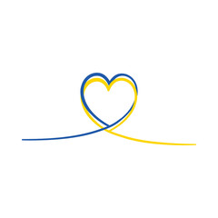 Blue and yellow heart. Stand with and support Ukraine. Pray Ukraine. Russian-Ukrainian conflict. Stop world war. Banner cartoon design. 