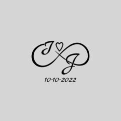 letter ij logo with infinity and love symbol, elegant cute wedding monogram design