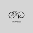 Letter SV logo with infinity and love symbol, elegant cute wedding monogram design