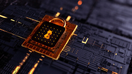 Aufkleber - Technology background security concept/Cyber security concept.  Illustrates cyber data security or information privacy idea in mother server is processing the data.