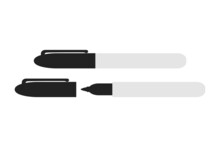 Permanent Marker Pen, Black Marker, Permanent Marker Vector, Black Pen Icon, Black Pen With Cap, Thick Marker, Brush Icon Vector Illustration