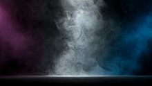 Neon Atmospheric Smoke, Abstract Background, Close-up.