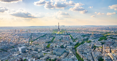 Wall Mural - Paris street with view on the famous paris eiffel tower on a sunny day with some sunshine