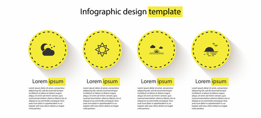 Canvas Print - Set Cloud with moon and stars, Sun, Sunset and . Business infographic template. Vector