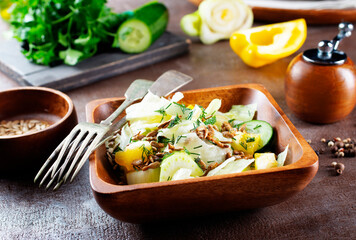 Poster - vegetable salad with avocado and fresh cucumber