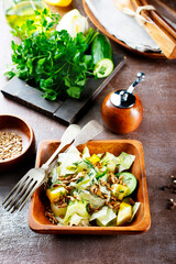 Poster - vegetable salad with avocado and fresh cucumber