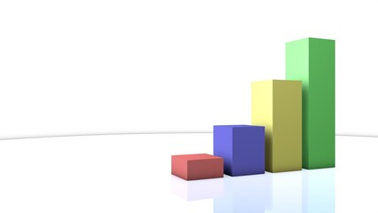 Poster - Colored graph columns. Sales. 3D rendering