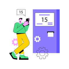 Poster - electronic queuing system abstract concept vector illustration. queue management software, queuing e