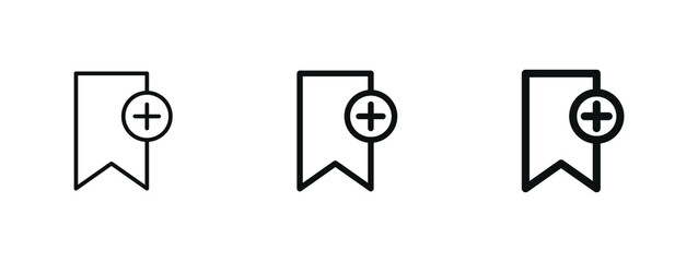 Poster - bookmark icon with plus icon, add to favorite label icons. save ribbon saving sign - book mark icon bookmarks sign