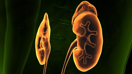 3d illustration of human kidneys anatomy (human organs)
